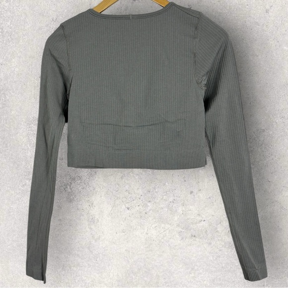 Lululemon Ebb To Street Long Sleeve Shirt Grey Womens Size 6 Ribbed Crop Run Top - Picture 15 of 15